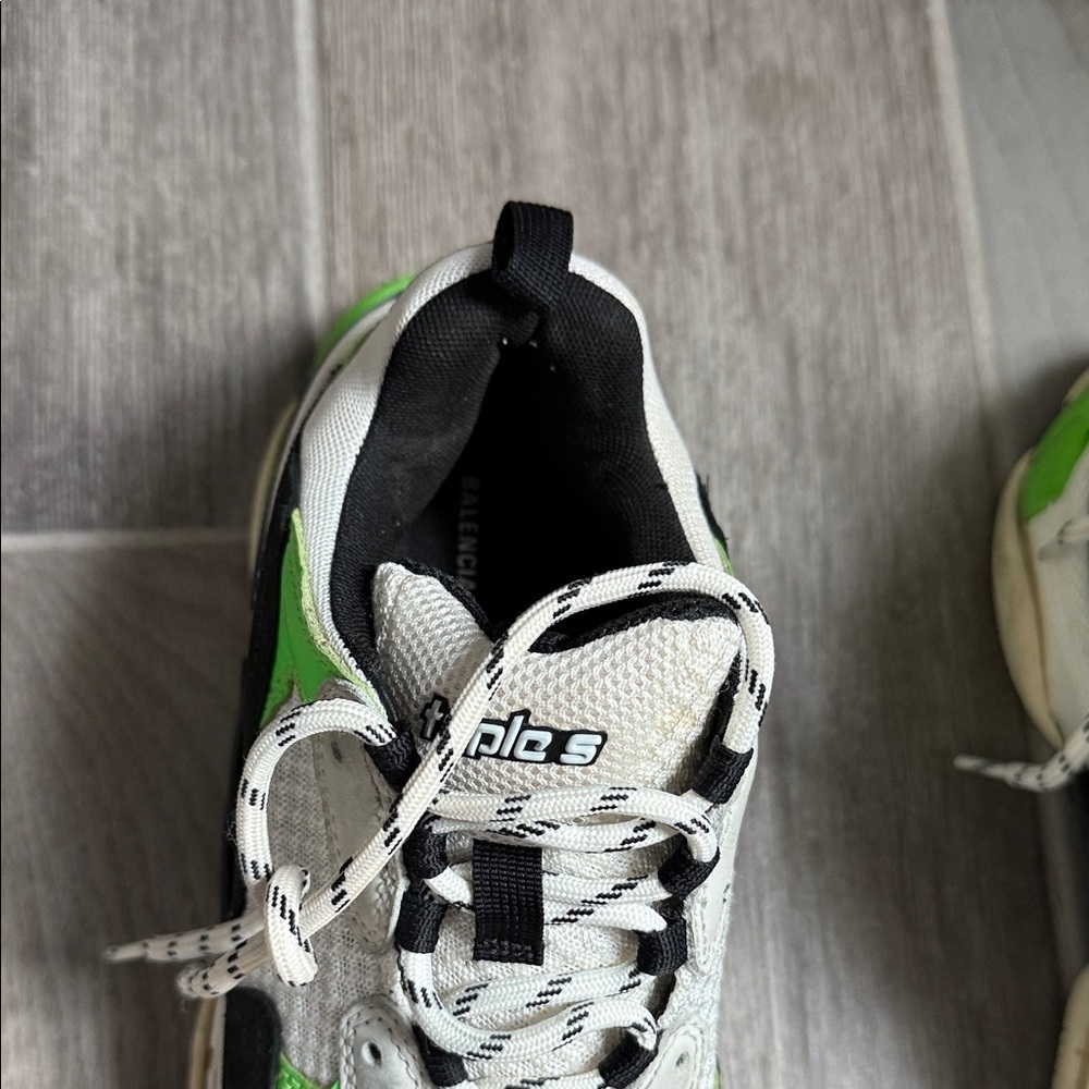 Balenciaga Chunky White and Neon Green Sneakers - Picture 3 of 12